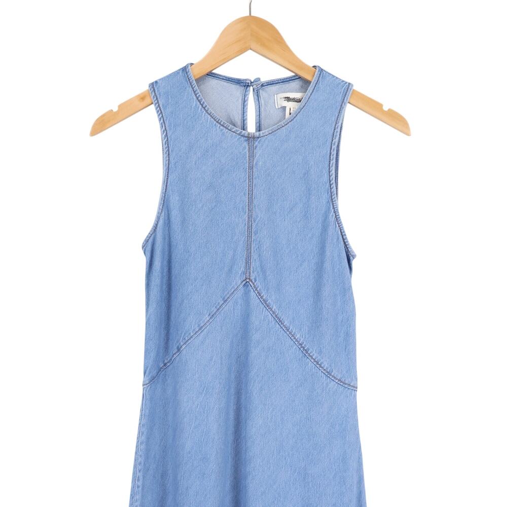 Madewell Seamed Maxi Dress in Airy Denim Clean Soft Sky Blue Size 00 NWT - Picture 3 of 8